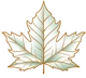 The image shows a stylized maple leaf with a light green color and gold outlines, giving it a decorative and elegant appearance.